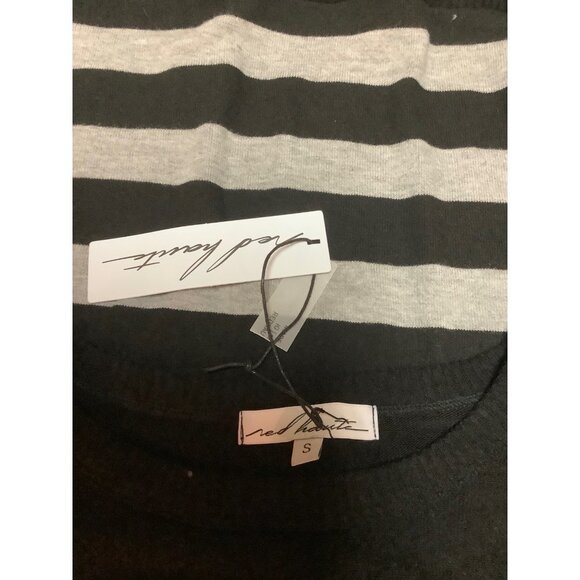 Red Haute Grey & Black Stripe Knit Blouse — NWT — SMALL - Picture 7 of 9
